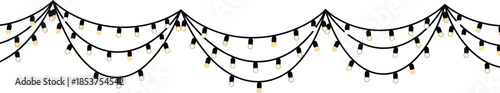 String lights border design with warm glowing bulbs perfect for holiday party banners and festive celebrations