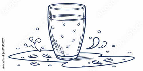 Spilled glass of water