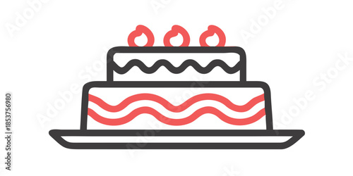 Celebratory layered cake with candles