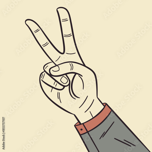 Person making a peace sign