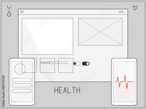 Digital health interface design with various controls and health data display