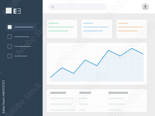 Web dashboard displaying data trends and user interface elements with charts and navigation options for analysis