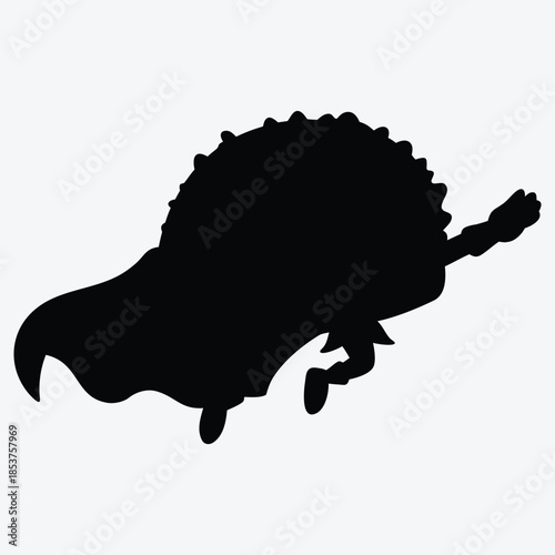Superhero Taco Silhouette Flying with Cape Isolated on White Background