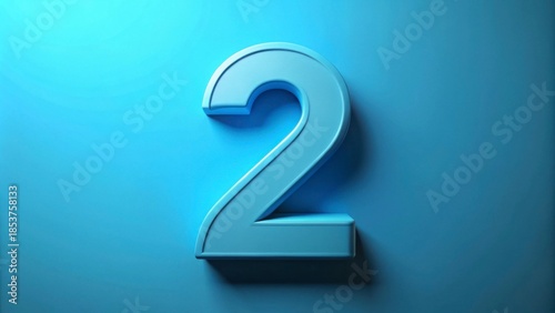 Bright Blue Number Two on Soft Background for Creative Designs