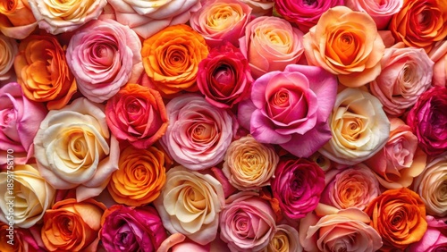 Colorful Arrangement of Roses in Varied Shades and Textures