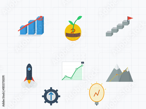 Growth concepts and symbols for business development and success strategies in a modern design