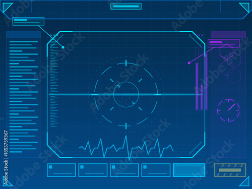 Display showing data analysis and monitoring for a technical system in a lab setting on a digital interface