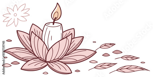 Serene candle on lotus flower