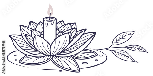 Candle lit on lotus flower