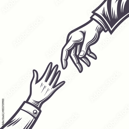 Helping hands reaching out