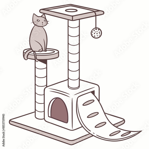 Cat enjoying playtime on cat tree
