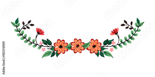 Floral garland with vibrant blooms