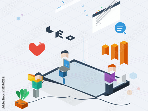 Group of people using technology and data tools in a digital workspace during daytime