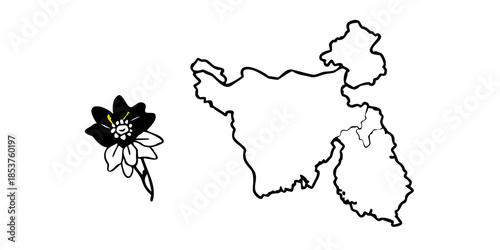Map of bangladesh with flower