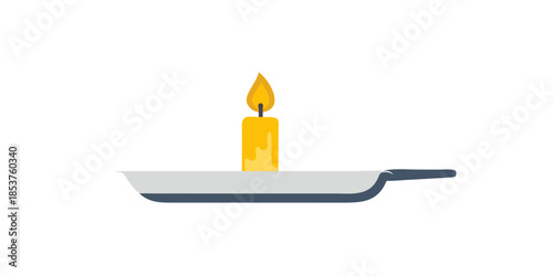 Single candle on plate