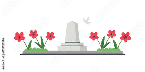 Memorial monument with flowers
