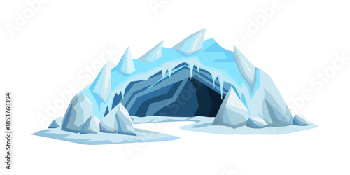 Icy mountain cave entrance