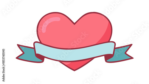 Illustrated heart with banner