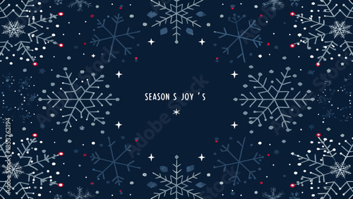 Decorative winter holiday background with snowflakes and festive lights