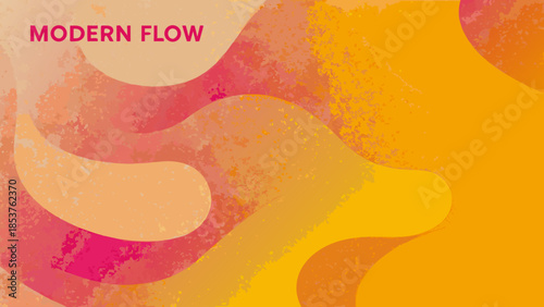 Vibrant abstract fluid curves in orange, pink, and yellow hues create modern flow