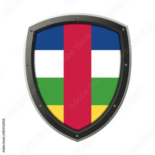 Free Download Central African Republic Shield Emblem, Central African Republic Flag Badge Icon with Metallic Protective Frame, High Quality Transparent PNG Design - GFXLoad