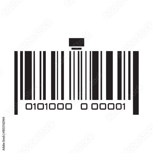 Abstract Barcode Design with Central Block and Numeric Pattern.