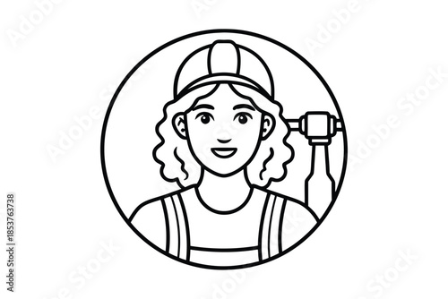 Illustration of a Woman Construction Worker with Tools.