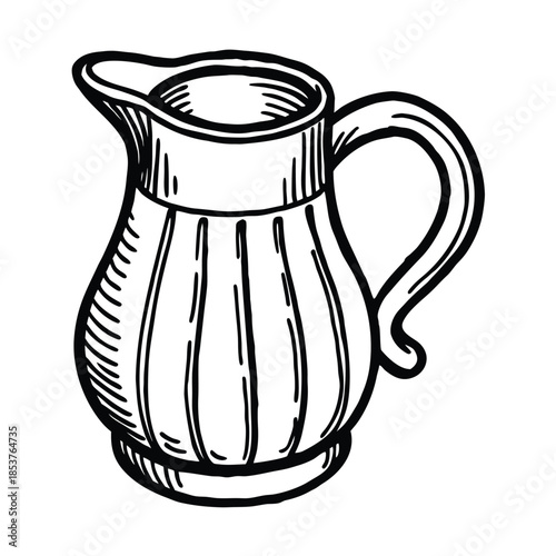 Hand Drawn Sketch of a Vintage Pitcher.