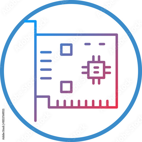 Network Interface Card Line Icon Style
