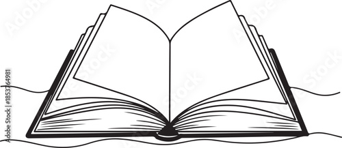 Line of an open book line open book minimalist black and white simple reading