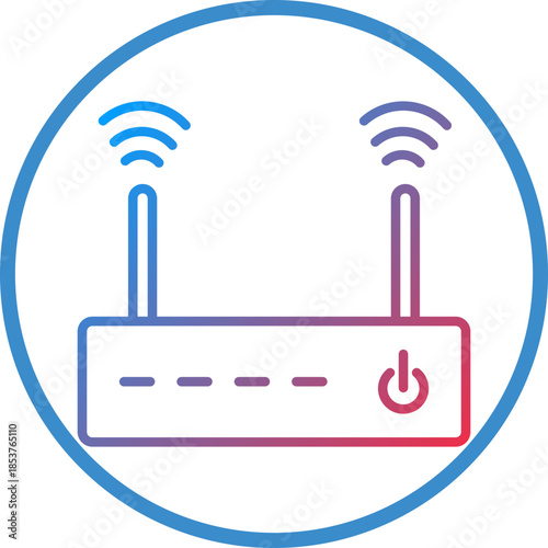 Wireless Router Line Icon Style