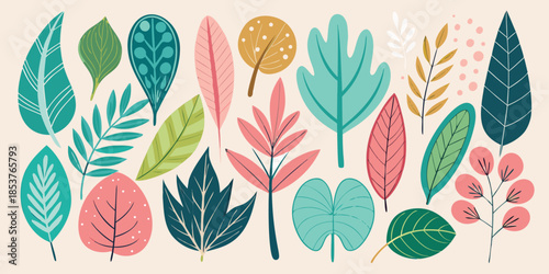 Seamless nature pattern with vector floral elements, feathers, and autumn leaves creates a vintage textile design for wallpaper and art decoration