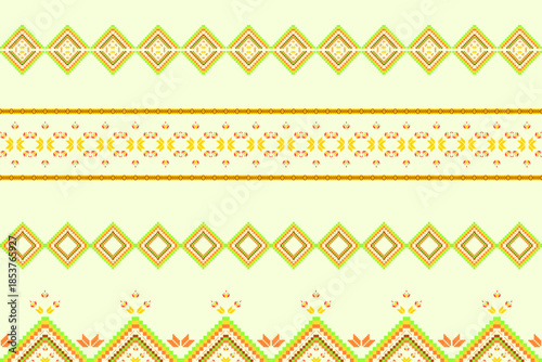 Ikat ethnic embroidery geometric abstract Aztec element seamless pattern. Native decorative oriental traditional design for fabric, clothing, wallpaper, background, texture, interior, decoration