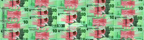 Zambian kwacha banknotes creating money pattern background