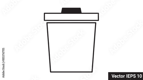 Minimalist line art icon of a takeout coffee cup with lid and sleeve.