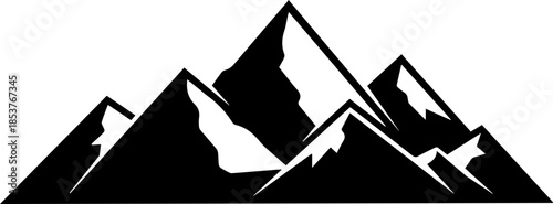 Stunning mountain range peaks with snow accents, ideal for outdoor adventure logos, hiking clubs, and travel agencies seeking a powerful symbol