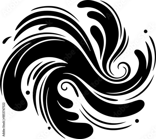 Dynamic swirl design evoking fluid motion and organic energy, ideal for branding, logos, and creative projects needing a modern, flowing element