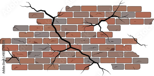 Cracked Brick Wall Illustration A Depiction of Damage and Texture