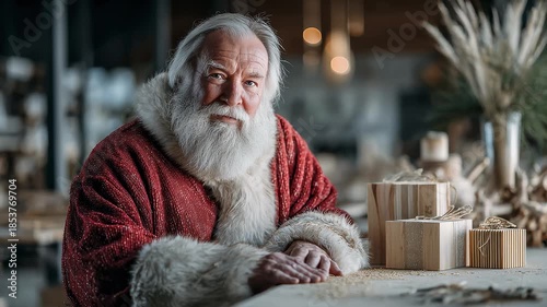 Wallpaper Mural Santa Claus's Warm Moment with Wooden Gifts Torontodigital.ca