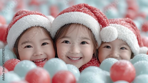 Wallpaper Mural Joyful and Adorable Children's Smiles on Christmas Day Torontodigital.ca