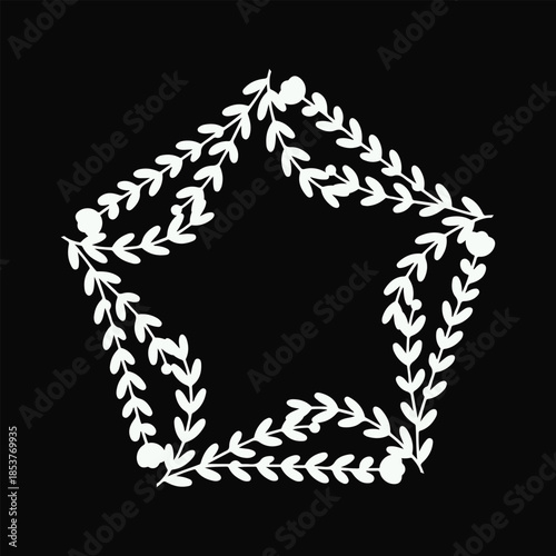 Hand-Drawn Leafy Pentagonal Frame