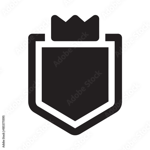 Shield Icon with Crown in Minimalist Style, Monochrome Color, Vector Format for Security Logo