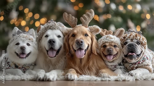 Wallpaper Mural Christmas Adorable Pups Festive Reunion Torontodigital.ca