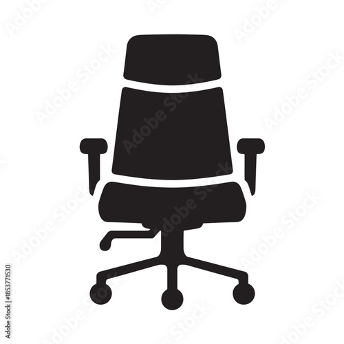 Office Chair Silhouette Modern Black Ergonomic Design on White Background for Corporate Use