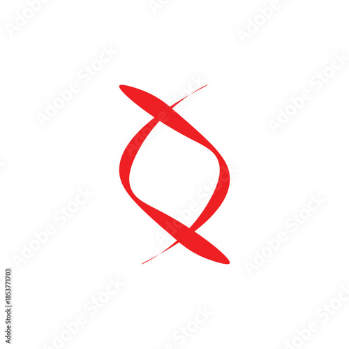 Abstract red graphic element representing the letter S, resembling a DNA helix or an infinity loop. This professional symbol conveys health, science, evolution, and endless possibilities.