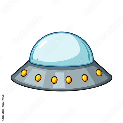 Alien flying saucer spacecraft illustration traveling through space, representing themes of extraterrestrial life, science fiction, exploration, and otherworldly mystery