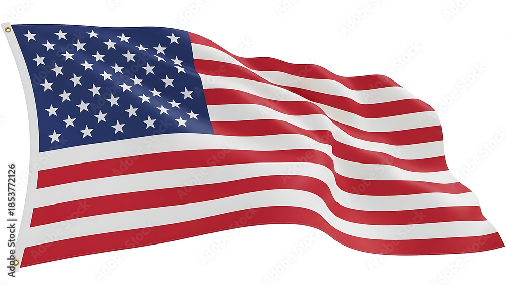 Fototapeta premium American flag waving on transparent background