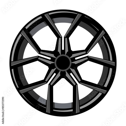 Premium alloy wheel vector illustration for automotive design, tuning and performance projects sleek chrome rim with spokes, ideal for garage, showroom or spare parts visuals