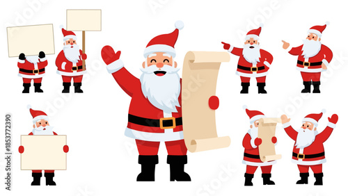 Festive Santa Claus Characters in Various Poses and Activities