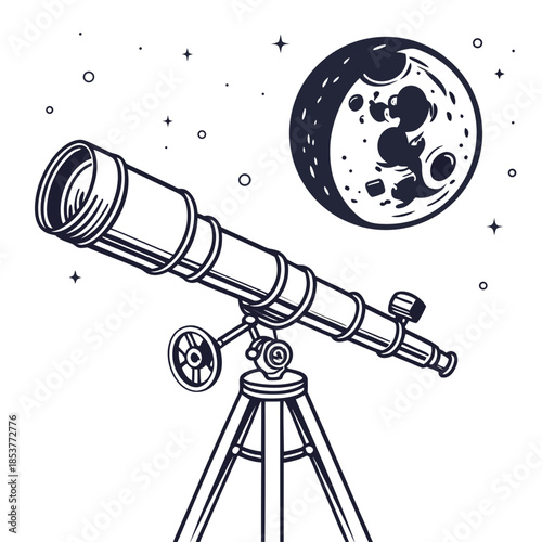 Astronomer observing the moon